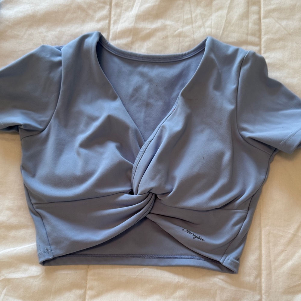 Blue Twist Front Crop Top